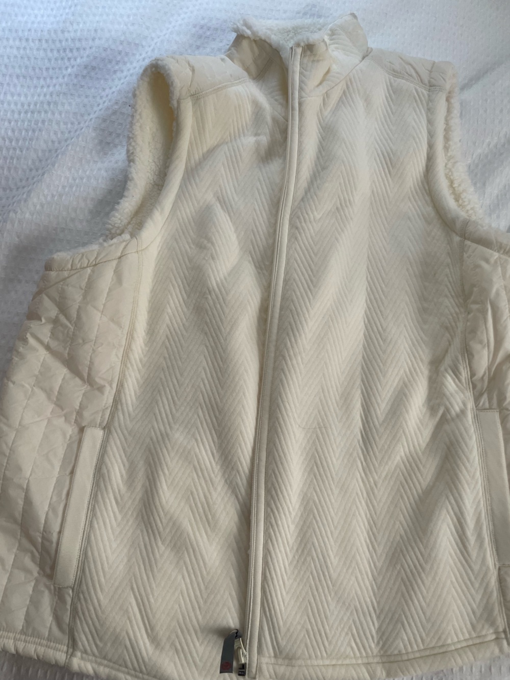 Talbots Cream Quilted & Sherpa-Lined Vest